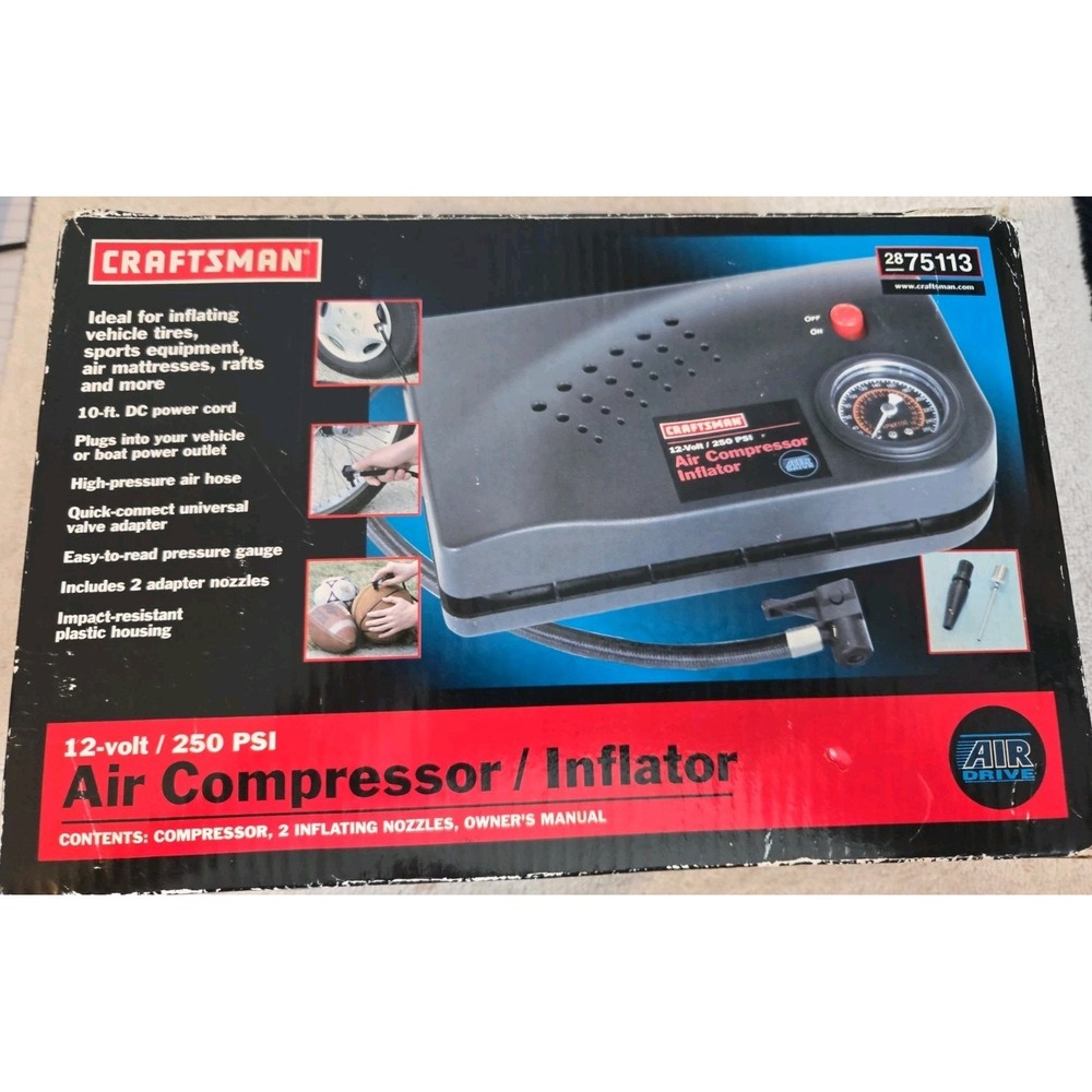 Craftsman 2875113 Portable Air Compressor / Inflator 12V 250PSI